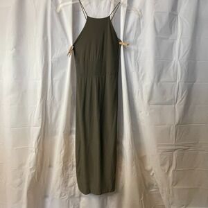 Edge‎ Olive Green Strappy Halter Bodycon Midi Slip Dress Sz 10 Empire Waist Boho